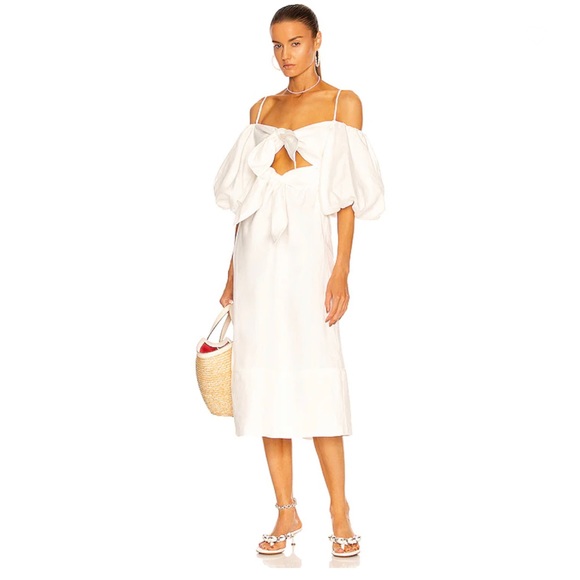 ADRIANA DEGREAS Dresses & Skirts - ADRIANA DEGREAS Linen Double Knot Midi Dress in White
